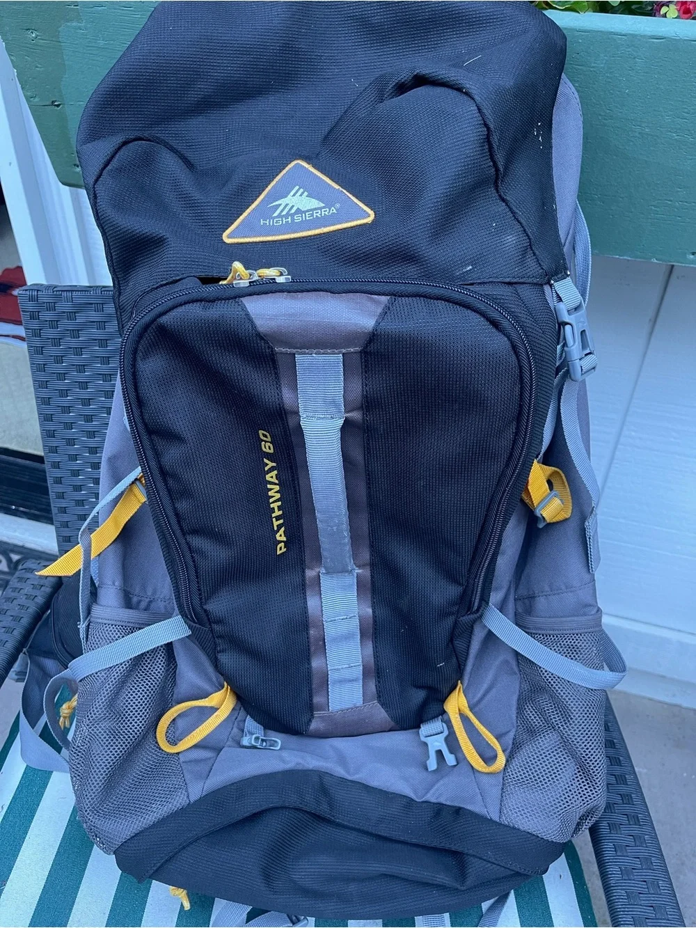 High Sierra Black and Gray Backpack with Yellow Accents